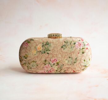 Amelia Pink Oval Brocade Clutch, 2 of 5