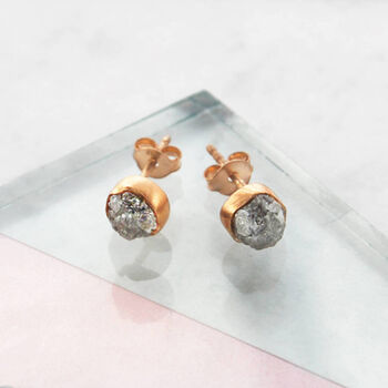 Rough Diamond Rose/Gold Plated Silver Stud Earrings, 4 of 7