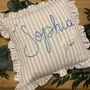 Hand Embroidered Personalised Cushion Lilac, thumbnail 1 of 8