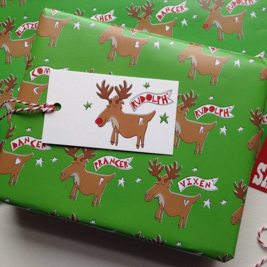 Rudolph The Reindeer Wrapping Paper Or Gift Wrap Set By Half Pint Home ...