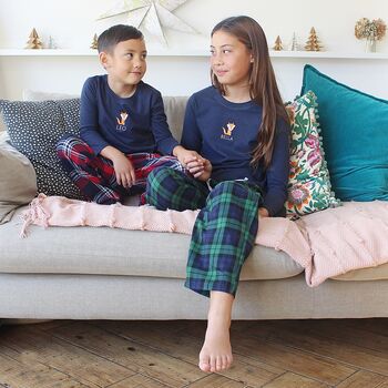 Personalised Embroidered Christmas Nordic Fox Pyjamas, 6 of 12