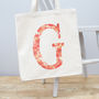 Personalised Floral Initial Canvas Bag, thumbnail 2 of 4