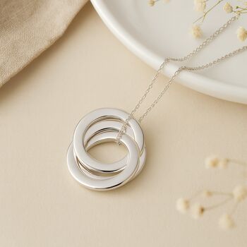 Personalised Sterling Silver Russian Three Ring Necklace, 4 of 12