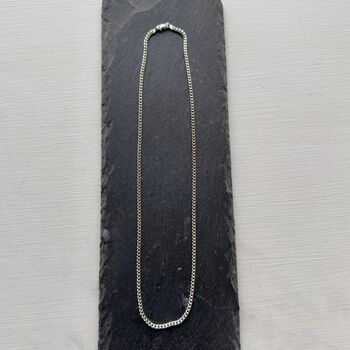 Men's Sterling Silver Flat Curb Chain Small Gauge, 10 of 11