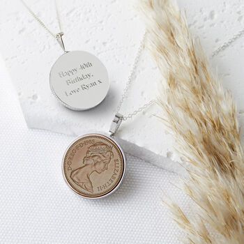 40th Birthday 1985 Penny Coin Pendant Necklace, 3 of 11