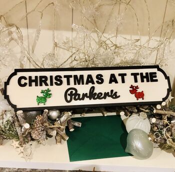 Personalised Surname Christmas Vintage Style Roadsign, 8 of 9