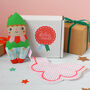 Christmas Elf Bib And Rattle Baby Gift Set, thumbnail 5 of 12