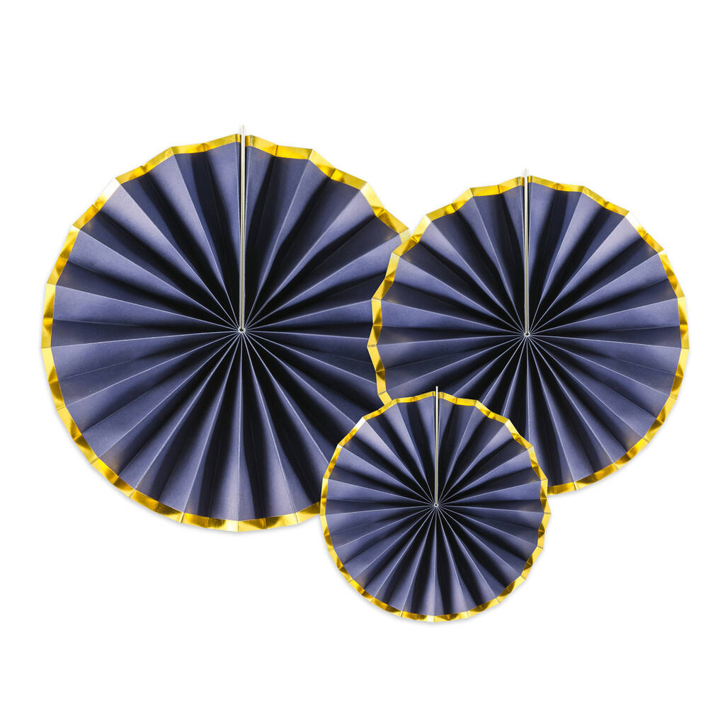 Navy Blue Party Fan Decoration Set By Peach Blossom