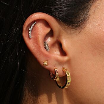 'Rodeo' Gemstone Dainty Gold Hoop Earrings, 4 of 8
