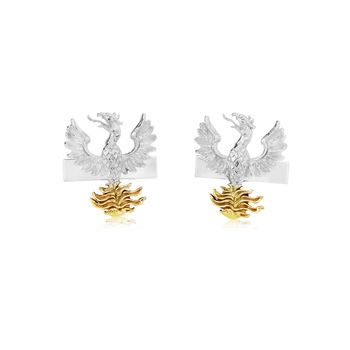 Phoenix Cufflinks In Sterling Silver And 18 Ct Gold, 2 of 3