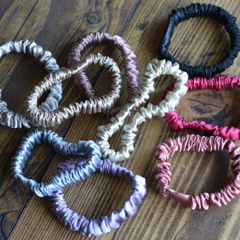 100% Mulberry Silk Skinny Scrunchie In Various Shades, 5 of 6