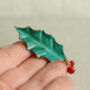 Holly Berry Leaf Brooch, thumbnail 2 of 6