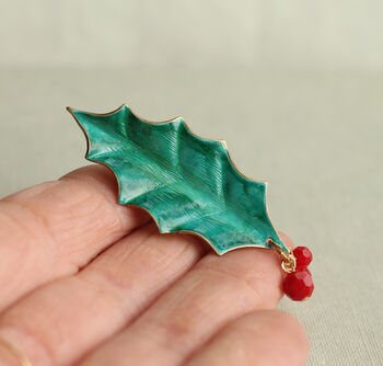 Holly Berry Leaf Brooch, 2 of 6