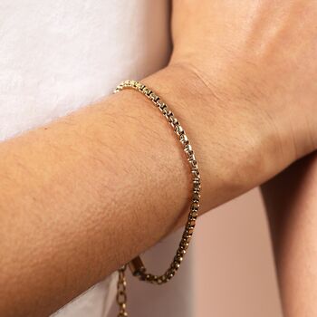 Stainless Steel Box Chain Bracelet In Gold, 2 of 4