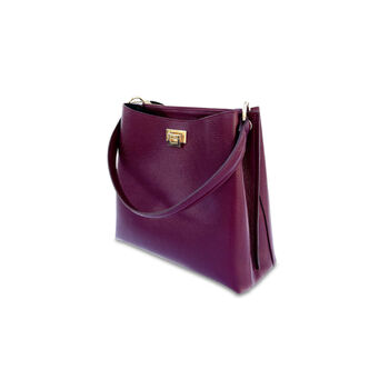 Plum Leather Tote Bag, 3 of 5