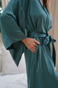 Green Satin Kimono Robe, 6 of 7