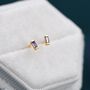 Sterling Silver Amethyst Purple Tiny Baguette Cz Stud Earrings, thumbnail 5 of 11