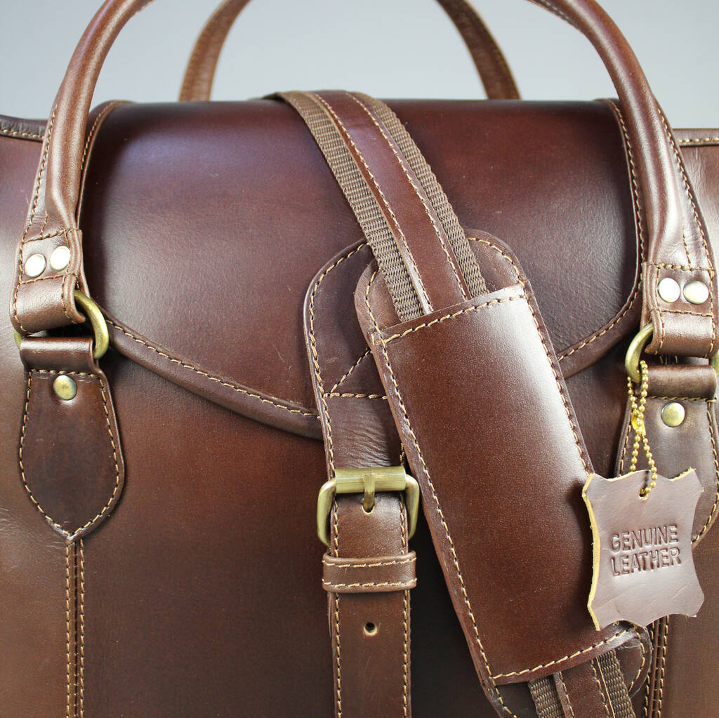 'markham' Extra Large Eco Friendly Leather Travel Bag By Vintage Child