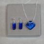 Sapphire Blue Fused Glass Drop Earrings, thumbnail 8 of 12