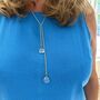 Long Silver Plated Double Chain Crystal Drop Necklace, thumbnail 4 of 12