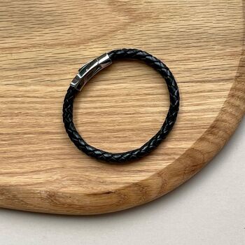 Men's Leather Plaited Bracelet, 3 of 10