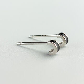 Sterling Silver Black Or White Curved Stud Earrings, 4 of 6