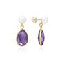 Amethyst Drop Earring With Pearl, thumbnail 1 of 2