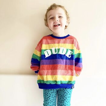 Personalised Bright Rainbow Kids Slouch Jumper, 5 of 7