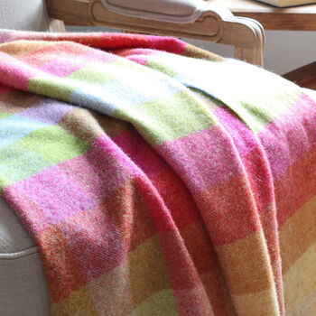 Multi Coloured Check Wool Throw, 2 of 4