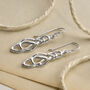 Sterling Silver Dangly Celtic Oval Knot Earrings, thumbnail 1 of 3