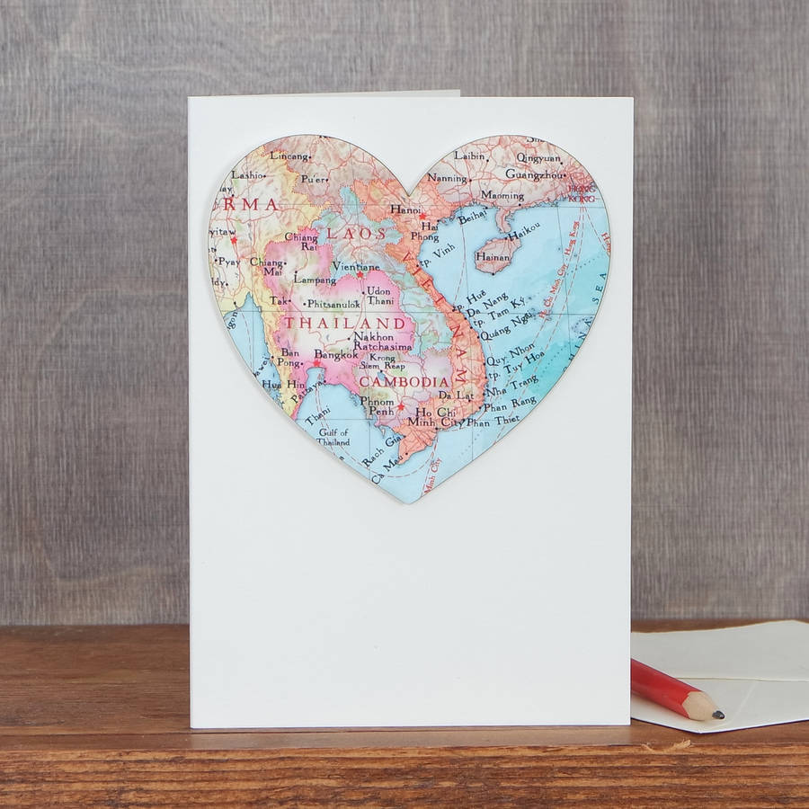 personalised map location heart birthday card by bombus ...