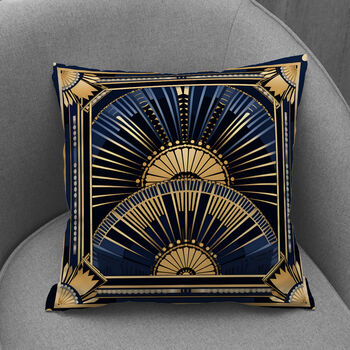 Deco Elegance In Blue Art Deco Cushions Design Two, 6 of 7