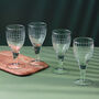 G Decor Virelle Set Of Four Handmade Wine Glasses Clear Stemmed Goblets With Hand Etched Linear Design, thumbnail 2 of 5