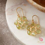 Green Peridot Cluster Circle 18k Gold Plated Hook Earrings, thumbnail 3 of 8