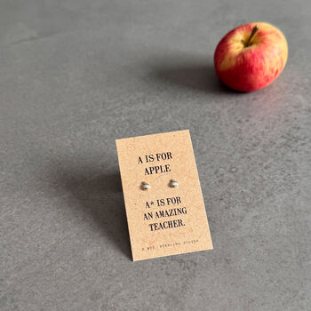 Amazing Teacher Sterling Silver Apple Earrings, 2 of 9