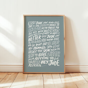 Hey Jude, Beatles Song Lyrics Wall Art, 4 of 11