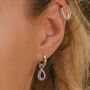 September Birthstone Sapphire Sterling Silver Huggie Hoop Earrings, thumbnail 1 of 11