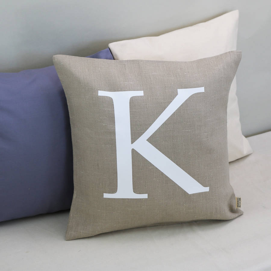 Personalised Linen Initial Cushion Cover By Minna's room ...