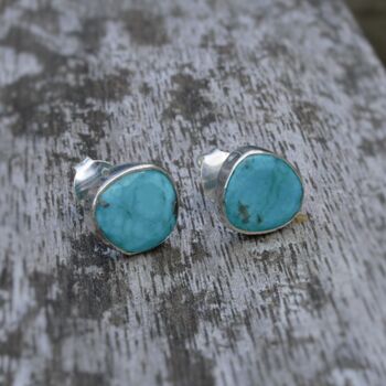 Turquoise Sterling Silver Stud Earrings, 2 of 7