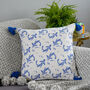 Sakana Fish Pattern Cotton Cushion Cover In Blue, thumbnail 2 of 4