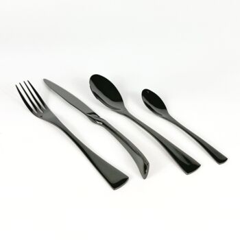 Munich Black Stainless Steel Cutlery Sets X16/24 Pieces, 3 of 6