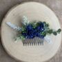 Navy Blue Flower Hair Comb, thumbnail 1 of 5