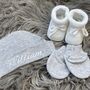 Personalised Embroidered Grey Newborn Baby Hat, thumbnail 8 of 9