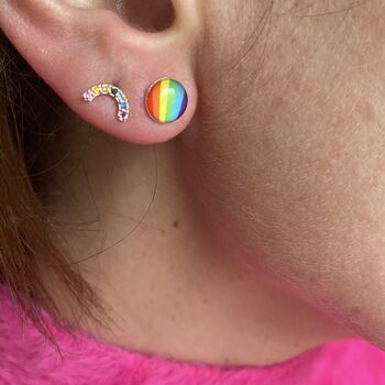 Rainbow Round Stud Earrings, 2 of 3