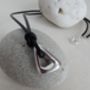 Silver Triangle Pendant And Leather Necklace, thumbnail 2 of 3