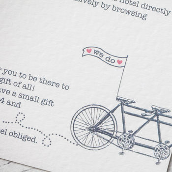 Bicycle Made For Two Wedding Stationery, 8 of 9
