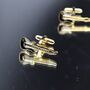 Electric Guitar Gold Cufflinks Gift For Musicians 316 L Stainless Steel Rock Accessory, thumbnail 2 of 5