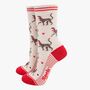 Cheetahs Big Cats Bamboo Socks Women's Cream Red, thumbnail 1 of 4
