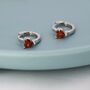 Garnet Red Heart Cz Huggie Hoop In Sterling Silver, thumbnail 5 of 11