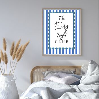 A4 Modern, Art Print, The Early Night Club Blue Stripes, 4 of 5